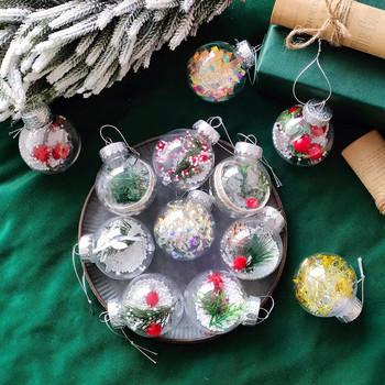 Ανακατέψτε 12 τεμάχια διαφανείς κρυστάλλινες χριστουγεννιάτικες μπάλες με κουκουνάρι Χριστουγεννιάτικα στολίδια για κρεμαστά μπάλες Χριστουγεννιάτικη διακόσμηση Πρωτοχρονιάτικο δώρο