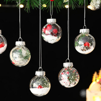 Ανακατέψτε 12 τεμάχια διαφανείς κρυστάλλινες χριστουγεννιάτικες μπάλες με κουκουνάρι Χριστουγεννιάτικα στολίδια για κρεμαστά μπάλες Χριστουγεννιάτικη διακόσμηση Πρωτοχρονιάτικο δώρο