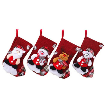 Коледни чорапи Коледен декор 3D Дядо Коледа Снежен човек Коледен чорап Торбичка с подаръци Честита Нова Година Декорация Navidad Орнаменти