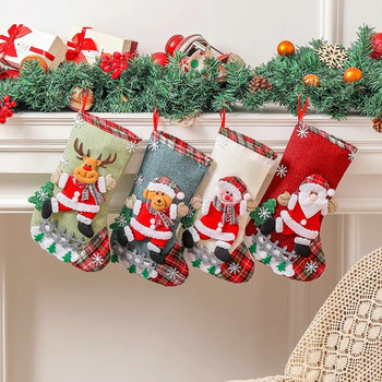 Коледни чорапи Коледен декор 3D Дядо Коледа Снежен човек Коледен чорап Торбичка с подаръци Честита Нова Година Декорация Navidad Орнаменти