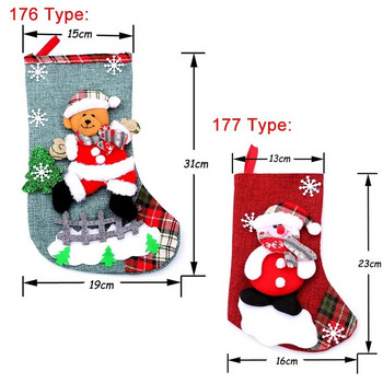 Χριστουγεννιάτικες κάλτσες Χριστουγεννιάτικη διακόσμηση τρισδιάστατος χιονάνθρωπος Άγιος Βασίλης Χριστουγεννιάτικη κάλτσα καραμέλα Τσάντα δώρου Καλή Πρωτοχρονιά Διακόσμηση Navidad Στολίδια