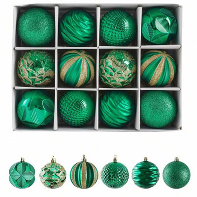 12gb Ziemassvētku balles rotājums Zaļi krāsotas Ziemassvētku eglītes rotājums Neplīstošs festivāla ballītes iekaramās bumbas dekors