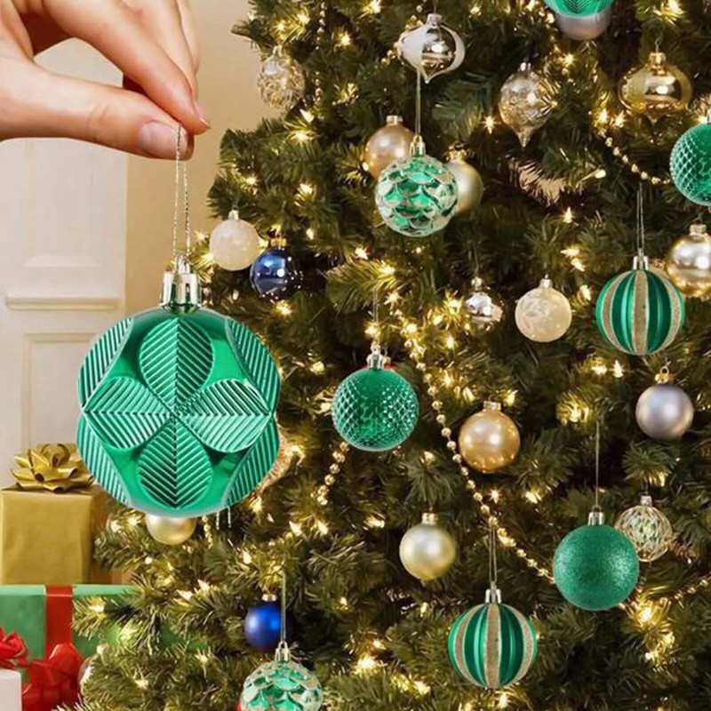 12gb Ziemassvētku balles rotājums Zaļi krāsotas Ziemassvētku eglītes rotājums Neplīstošs festivāla ballītes iekaramās bumbas dekors