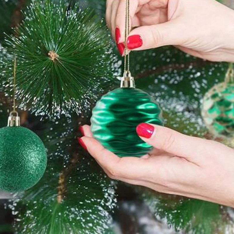 12gb Ziemassvētku balles rotājums Zaļi krāsotas Ziemassvētku eglītes rotājums Neplīstošs festivāla ballītes iekaramās bumbas dekors