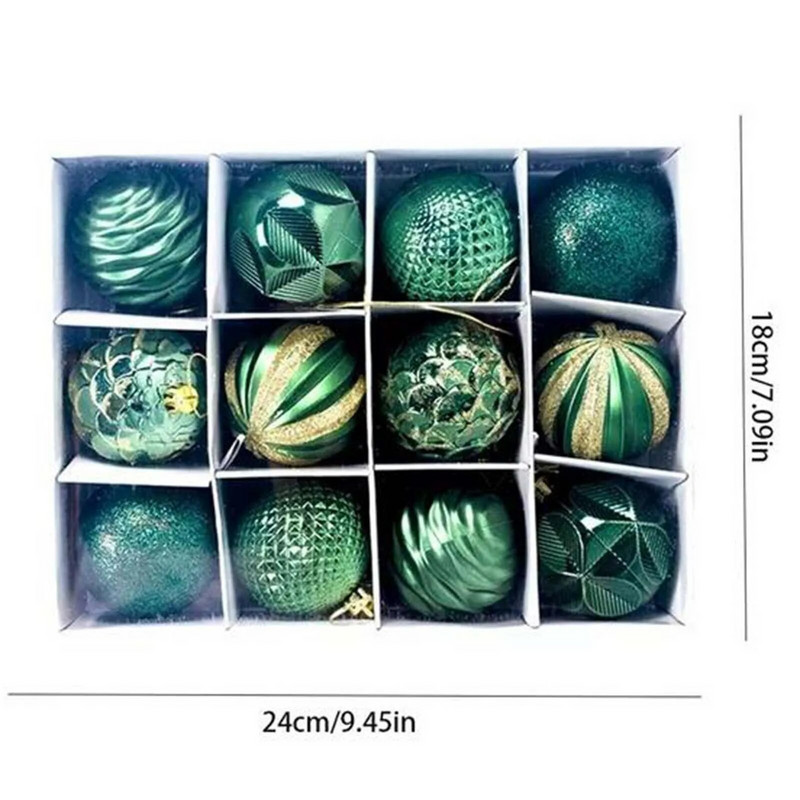 12gb Ziemassvētku balles rotājums Zaļi krāsotas Ziemassvētku eglītes rotājums Neplīstošs festivāla ballītes iekaramās bumbas dekors