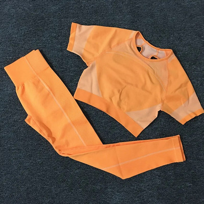 2/4 KOM Bešavni ženski set za jogu Majice za vježbanje Sportske hlače Grudnjak za teretanu Kratke hlače za fitnes Crop Top Tajice za trčanje visokog struka Odijela