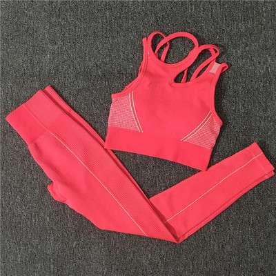 2/4 KOM Bešavni ženski set za jogu Majice za vježbanje Sportske hlače Grudnjak za teretanu Kratke hlače za fitnes Crop Top Tajice za trčanje visokog struka Odijela