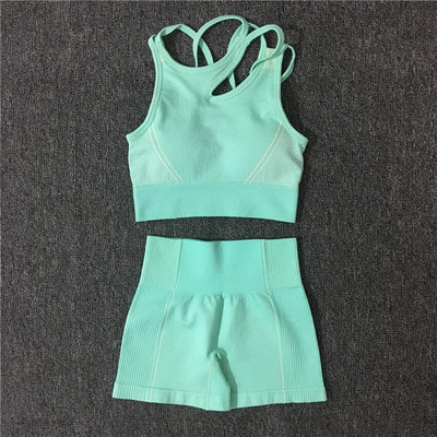 2/4 KOM Bešavni ženski set za jogu Majice za vježbanje Sportske hlače Grudnjak za teretanu Kratke hlače za fitnes Crop Top Tajice za trčanje visokog struka Odijela