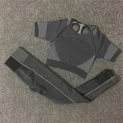 2/4 KOM Bešavni ženski set za jogu Majice za vježbanje Sportske hlače Grudnjak za teretanu Kratke hlače za fitnes Crop Top Tajice za trčanje visokog struka Odijela