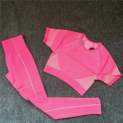 2/4 KOM Bešavni ženski set za jogu Majice za vježbanje Sportske hlače Grudnjak za teretanu Kratke hlače za fitnes Crop Top Tajice za trčanje visokog struka Odijela