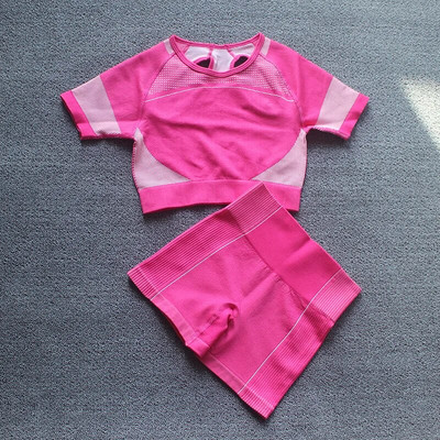 2/4 KOM Bešavni ženski set za jogu Majice za vježbanje Sportske hlače Grudnjak za teretanu Kratke hlače za fitnes Crop Top Tajice za trčanje visokog struka Odijela