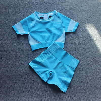 2/4 KOM Bešavni ženski set za jogu Majice za vježbanje Sportske hlače Grudnjak za teretanu Kratke hlače za fitnes Crop Top Tajice za trčanje visokog struka Odijela