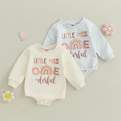 Rudens jaundzimušā zīdaiņa meiteņu bikses, apģērbi ar garām piedurknēm, apkakles burti, varavīksnes drukas džemperi, kostīmi, dzimšanas dienas tērpi