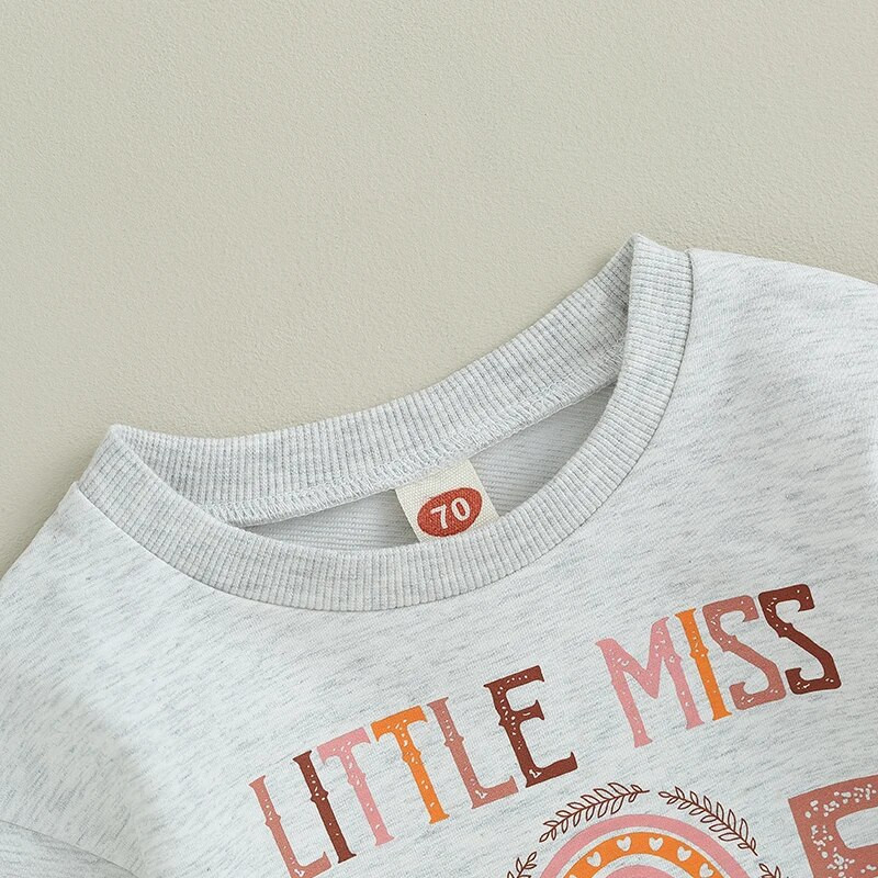 Rudens jaundzimušā zīdaiņa meiteņu bikses, apģērbi ar garām piedurknēm, apkakles burti, varavīksnes drukas džemperi, kostīmi, dzimšanas dienas tērpi