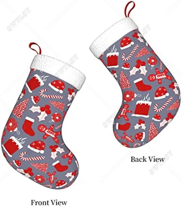 Mvirnsw Ziemassvētku zeķes jaukas svētku sarkanas Ziemassvētku raksta Ziemassvētku zeķes Ziemassvētku ballīšu dekorēšanai