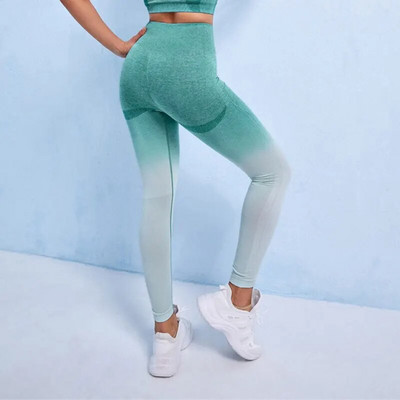 Bezšuvju Jogas Komplekts Gradients Sporta Komplekts Sieviešu vingrošanas Apģērbs Treniņam Fitnesa Legingi Sporta Krūšturis Crop Top Augsta vidukļa legingi Vingrošanas uzvalki