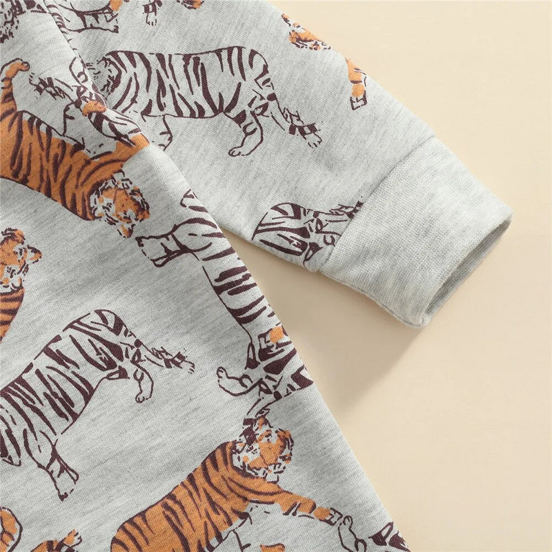 0-24M Jesenske hlače za dječake Pamuk za djevojčice Pamuk s tigrovim tigrom Kombinezoni s patentnim zatvaračem Ležerni kombinezoni Meka odjeća