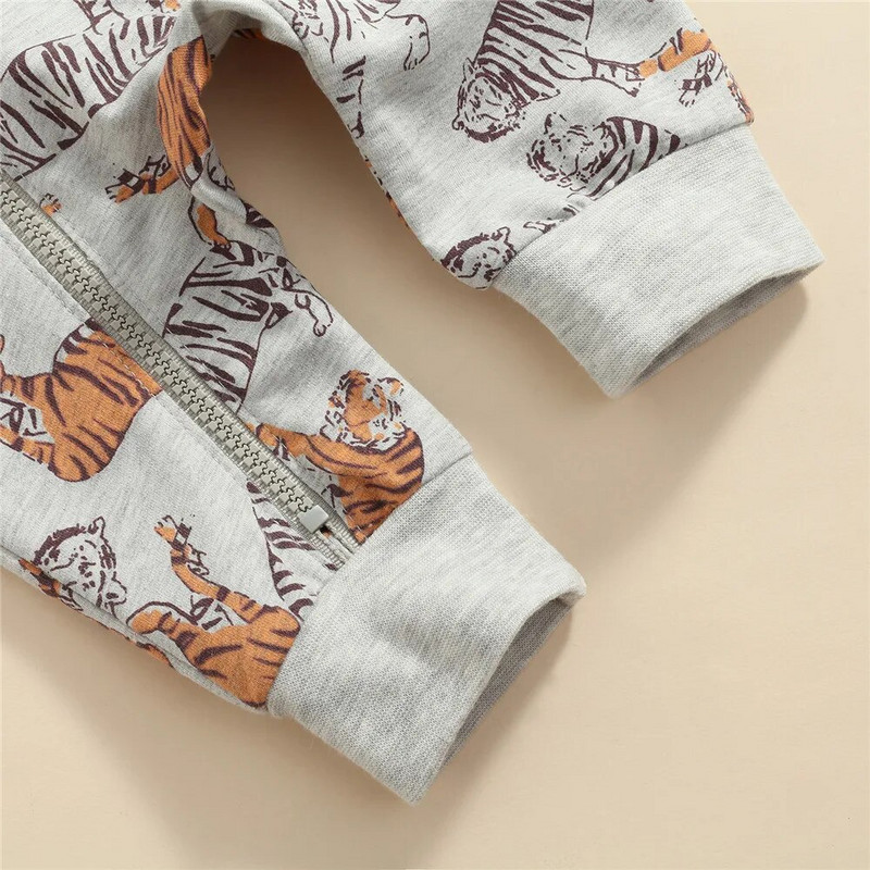 0-24M Jesenske hlače za dječake Pamuk za djevojčice Pamuk s tigrovim tigrom Kombinezoni s patentnim zatvaračem Ležerni kombinezoni Meka odjeća