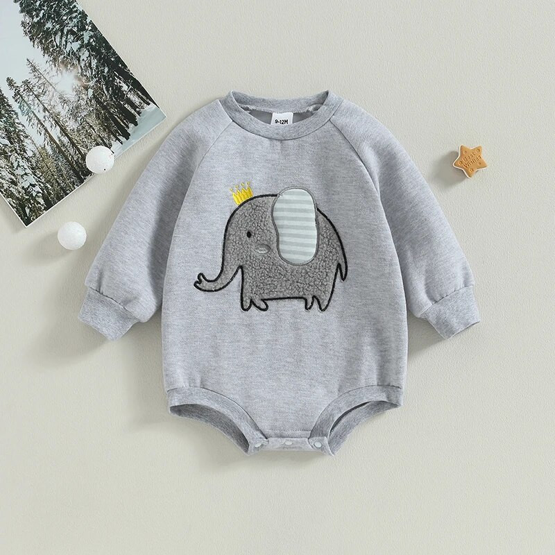 Prekrasne odjeće za novorođenčad, djevojčice, proljeće i jesen, debele hlače s dugim rukavima i okruglim izrezom, široki kombinezoni od slonova