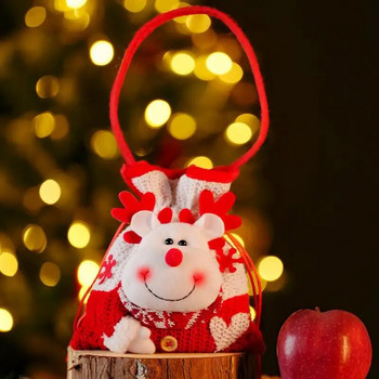 Γελοιογραφία Πλεκτή χειροποίητη χριστουγεννιάτικη τσάντα καραμέλας με χαριτωμένη κούκλα χιονάνθρωπος Σχέδιο χριστουγεννιάτικων τσάντες δώρου για γεμιστά παιχνίδια