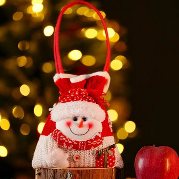 Γελοιογραφία Πλεκτή χειροποίητη χριστουγεννιάτικη τσάντα καραμέλας με χαριτωμένη κούκλα χιονάνθρωπος Σχέδιο χριστουγεννιάτικων τσάντες δώρου για γεμιστά παιχνίδια
