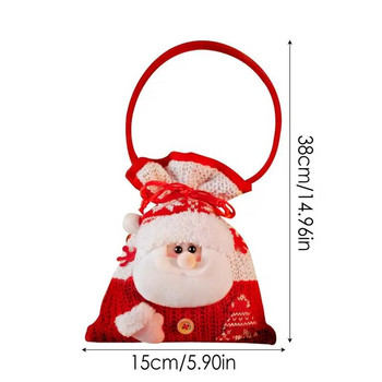 Карикатура Плетена ръчна коледна подаръчна чанта за бонбони със сладък дизайн на кукла снежен човек Коледни подаръци за лакомства за плюшени играчки