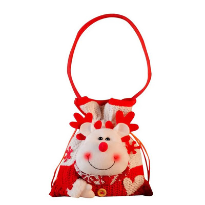 Geantă de bomboane pentru cadou de Crăciun de mână tricotată cu desene animate, cu un om de zăpadă drăguț, design de păpușă, cadou de Crăciun, pungi pentru jucării umplute