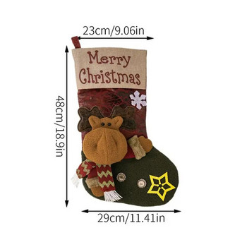 Μεγάλες χριστουγεννιάτικες κάλτσες Μεγάλες χριστουγεννιάτικες τσάντες τσόχα γιορτινές κάλτσες 18 ιντσών για σκάλες τοίχου Δέντρο τζάκι