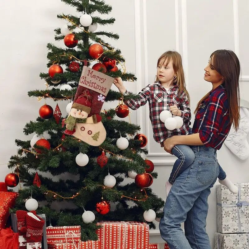 Nagy karácsonyi harisnya Nagy karácsonyi csemege táskák Filc ünnepi harisnya 18 hüvelykes fali ajtóhoz lépcsőhöz fa kandalló ablakhoz