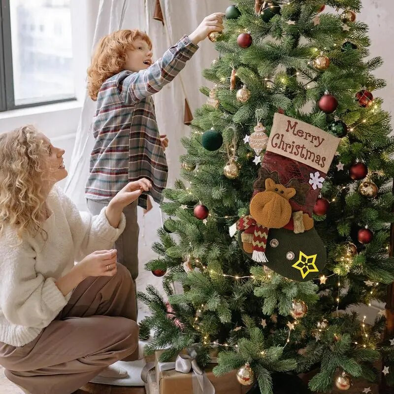 Nagy karácsonyi harisnya Nagy karácsonyi csemege táskák Filc ünnepi harisnya 18 hüvelykes fali ajtóhoz lépcsőhöz fa kandalló ablakhoz