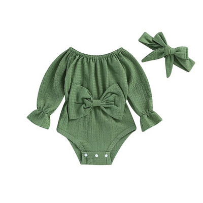 Szép őszi csecsemő fiúk lányok bodyk ruhák masszív vállból hosszú ujjú, csípős jumperek játszóruhák fejpántos ruhák