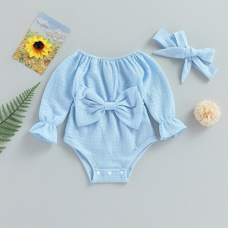 Szép őszi csecsemő fiúk lányok bodyk ruhák masszív vállból hosszú ujjú, csípős jumperek játszóruhák fejpántos ruhák