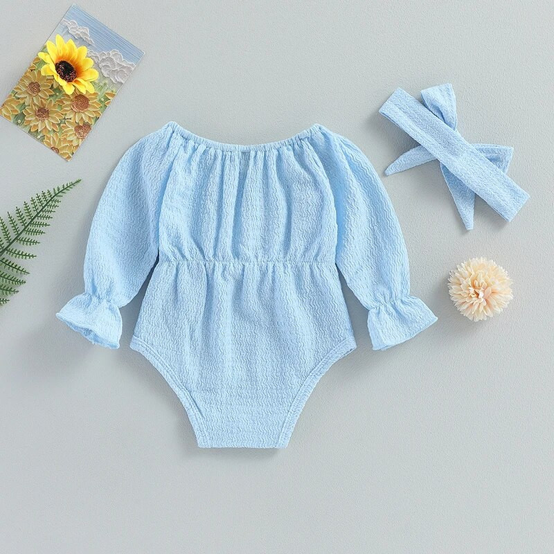 Szép őszi csecsemő fiúk lányok bodyk ruhák masszív vállból hosszú ujjú, csípős jumperek játszóruhák fejpántos ruhák