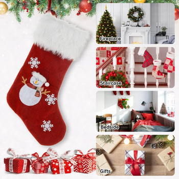 Φωτιζόμενες κόκκινες χριστουγεννιάτικες κάλτσες Χριστουγεννιάτικες κάλτσες Τσάντα δώρου Λούτρινο τζάκι κρεμαστές κάλτσες για οικογενειακό χριστουγεννιάτικο πάρτι