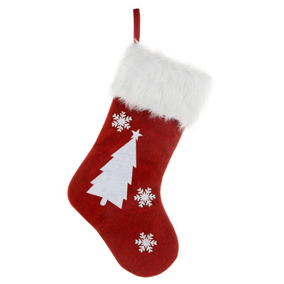 Osvijetljene crvene božićne čarape Božićne čarape Poklon vrećica Plišane viseće čarape za kamin za obiteljsku božićnu zabavu