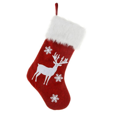 Osvijetljene crvene božićne čarape Božićne čarape Poklon vrećica Plišane viseće čarape za kamin za obiteljsku božićnu zabavu