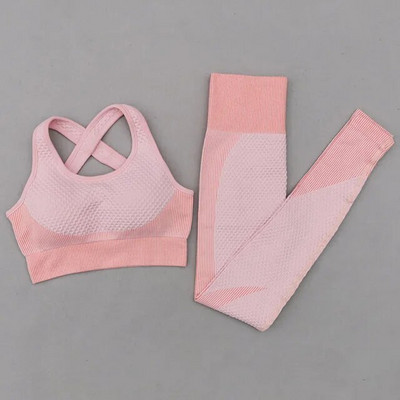 2/3Pcs Ženska garnitura za jogu dugih rukava Odjeća za teretanu s patentnim zatvaračem za vježbanje Fitness Crop Top Bešavne tajice visokog struka Sportsko odijelo