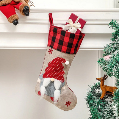 Коледна украса Коледни чорапи Висулка Малки ботуши Деца Нова година Торбичка за бонбони Подарък Камина Орнаменти за дърво