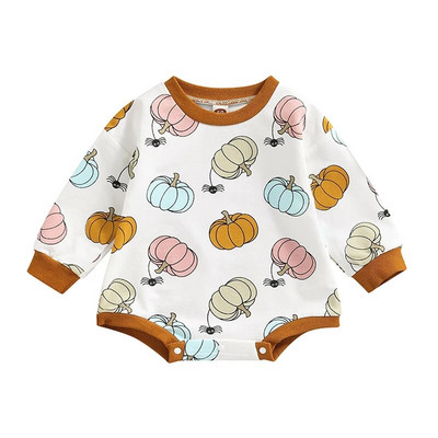 Prekrasne novorođenčad, dječaci, djevojčice, odjevne hlače za Noć vještica, pamučna majica s printom bundeve, majice s dugim rukavima, kombinezoni s kratkim rukavima