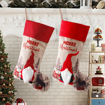 Коледен чорап Прекрасна чанта за бонбони на Дядо Коледа Коледен подарък за камина Коледна елха Висяща висулка Начало Декорации за чорапи Navidad