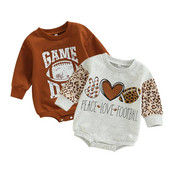 Jesen, novorođenčad, dječaci, djevojčice, slatke kombinezone, 0-18M, leopard slova, patchwork majice dugih rukava, kombinezoni, odjeća