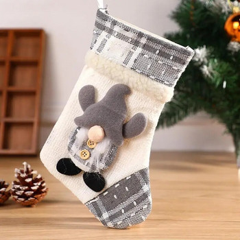 Коледни чорапи Gnome Чорапи Коледна торбичка за подарък Камина Дърво Коледна украса за дома Подарък за деца