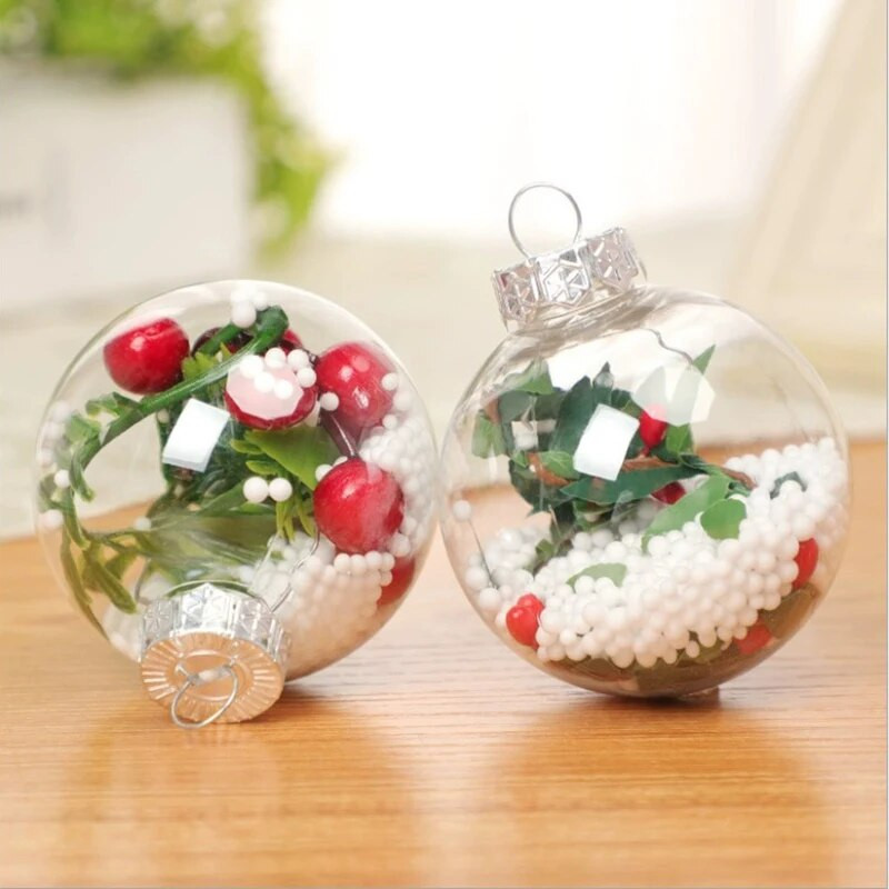 Božićna prozirna kuglica od 6/8 cm, 10 kom. DIY prazne kuglice za božićno drvce, festivalska viseća kuglica, ukras za zabavu
