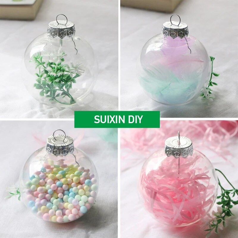 Božićna prozirna kuglica od 6/8 cm, 10 kom. DIY prazne kuglice za božićno drvce, festivalska viseća kuglica, ukras za zabavu