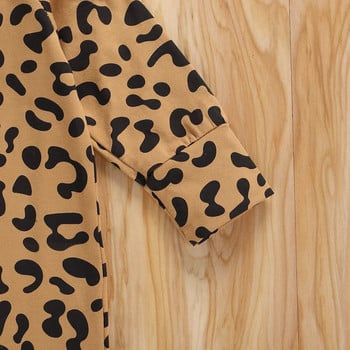 Βρεφικά Leopard Romper Άνοιξη Φθινόπωρο Leopard Top Μακρυμάνικο Πλάτη Κουμπιά Home Sports Sleeping Παντελόνι