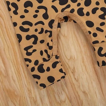 Βρεφικά Leopard Romper Άνοιξη Φθινόπωρο Leopard Top Μακρυμάνικο Πλάτη Κουμπιά Home Sports Sleeping Παντελόνι