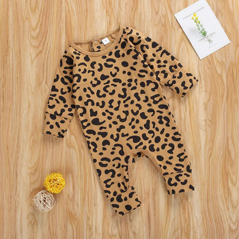 Βρεφικά Leopard Romper Άνοιξη Φθινόπωρο Leopard Top Μακρυμάνικο Πλάτη Κουμπιά Home Sports Sleeping Παντελόνι