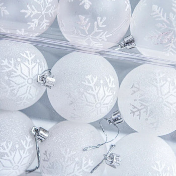 6PCS Бяла коледна топка Коледна елха Орнамент Снежен глобус Коледни декорации 2023 Нова година Декоративни топки за дома
