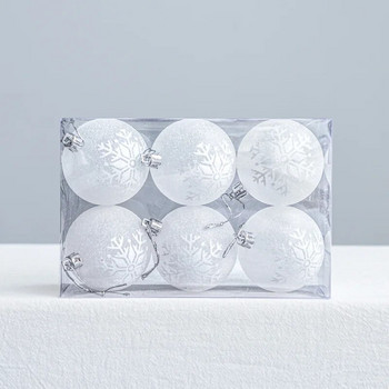 6PCS Бяла коледна топка Коледна елха Орнамент Снежен глобус Коледни декорации 2023 Нова година Декоративни топки за дома