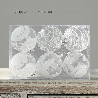 6 vnt. baltas kalėdinis rutulys Kalėdų eglutės papuošalas sniego gaublys Kalėdų dekoracijos 2023 m. Naujųjų metų namų dekoratyviniai rutuliai